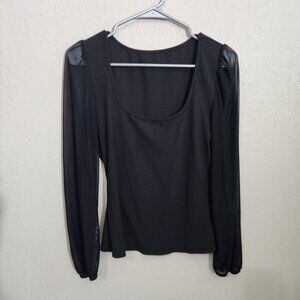 Shein Blouse Womens Size Large Black Sheer Sleeve Dark Whimsigoth